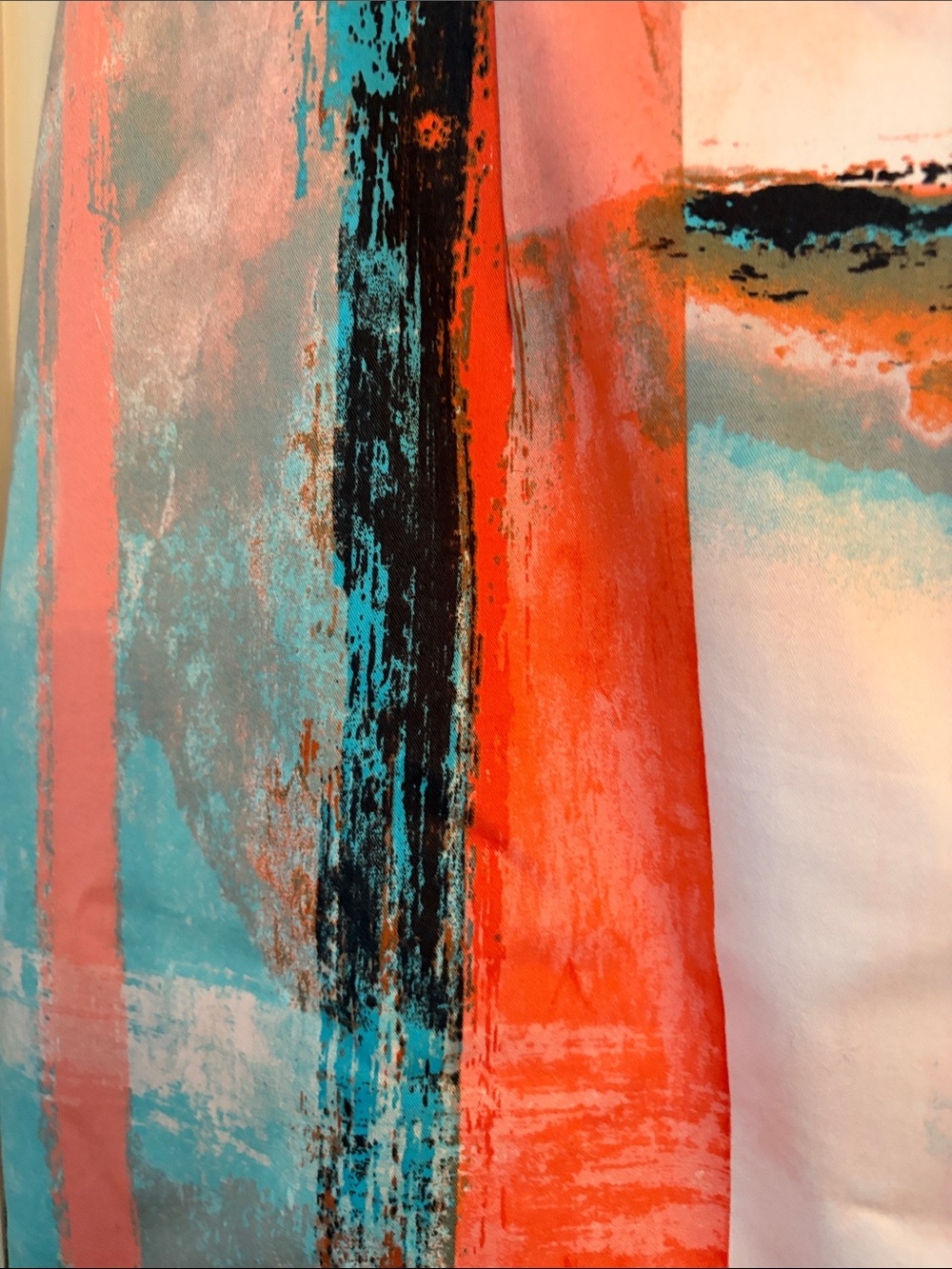NWOT Coral, Aqua and White Abstract Brushstroke Print Pencil Skirt size 10 - Picture 3 of 9